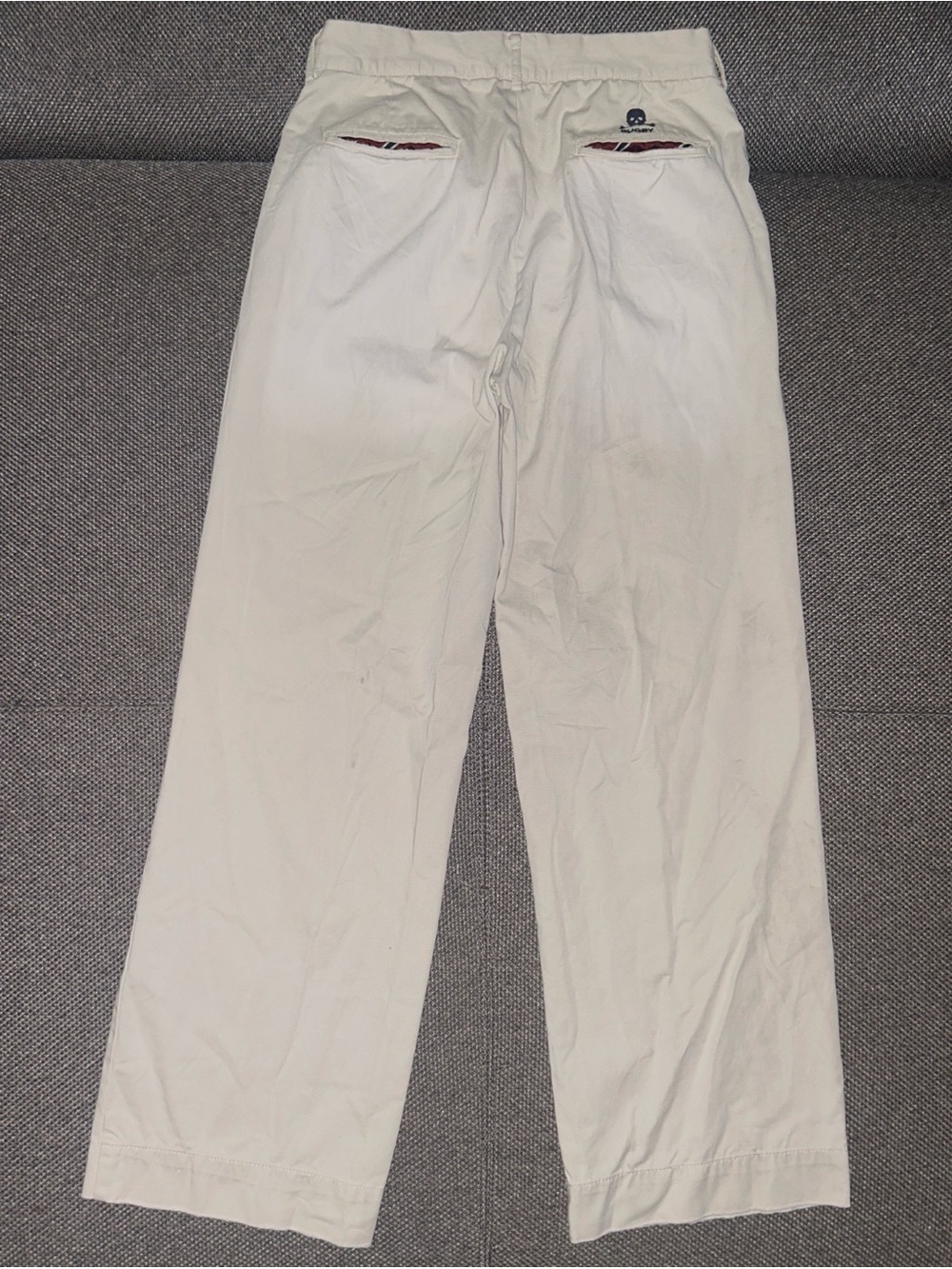 Rare Vintage Ralph Lauren Rugby Skull Crossbone cream wide leg trousers 32x32